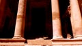 Entrance of Al Khazneh the treasury of Petra ancient city in Jordan