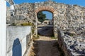 Entrance of Ancient amphitheater in the archeological area of Philippi, Greece Royalty Free Stock Photo