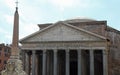 Ancient temple called PANTHEON and an Egyptian obelisk in Rome i