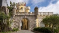 Entrance arch of The Pena Palace, a Romanticist Castle in Sao Pedro de Penaferim, in Sintra, on the Portuguese Riviera. Royalty Free Stock Photo