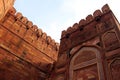 The entrance around the mighty red Agra Fort, the sister monument of Taj Mahal in the city Royalty Free Stock Photo