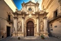 Entrance of baroque styled Chiesa di Santa Chiara, dated C 16th, AI generated