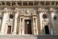 Entrance of the Basilica of Santa Croce church in the historic center of Lecce, Puglia, Italy Royalty Free Stock Photo