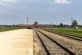 The entrance from Birkenau concentration camp complex Royalty Free Stock Photo