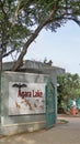 Entrance board of beautiful Agara lake. Well maintained lake in Bangalore for walking, relaxation