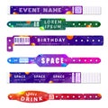 Entrance bracelets for space party, birthday, festivals, private areas. Design template of access to event for party