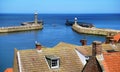 Entrance Breakwater at Whitby Harbor, Yorkshire, England.