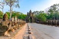 South Bridge and Tower to Angkor Thom, Cambodia. Angkor Thom was the last and most enduring capital city of the Khmer empire. Royalty Free Stock Photo