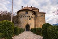 Entrance of Castle Schenna Scena near Meran. Schenna, Province Bolzano, South Tyrol, Italy