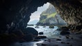 Arctic Wildlife: Cave Entrance With Cliff View In Iceland Royalty Free Stock Photo