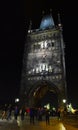 Entrance of Charles Bridge Prague night Royalty Free Stock Photo