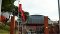 Entrance with decorative flags of the XIV Rome Film Festival. From 17 to 27 October