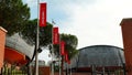 Entrance with decorative flags of the XIV Rome Film Festival. From 17 to 27 October