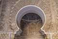 Detail of bas reliefs with arabesques made in stucco. marrakech morocco