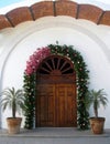 Entrance door of The Catholic church Cuasiparroquia de Nuestra Senora de Guadalupe in Sayulita, Riviera Nayarit, Mexico.