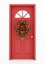 Entrance door with christmas wreath Royalty Free Stock Photo