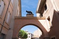 Entrance door city street arch Fortress of Narbonne town in france Royalty Free Stock Photo