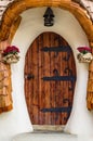 Entrance door of cob house