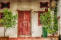 Entrance door of the old colonial house in town of Georgetown in Royalty Free Stock Photo