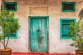 Entrance door of the old colonial house in town of Georgetown in Royalty Free Stock Photo