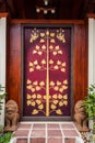 Entrance door with painting and double singha Royalty Free Stock Photo