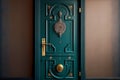 entrance door with safe lock and wide flat door handle