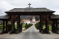 Entrance door of Sambata de Sus monastery in Transylvania, Roma Royalty Free Stock Photo