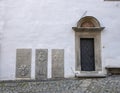 The entrance door to the Chaplain`s House, Cesky Krumlov, Czech Republic