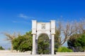 Entrance door to the Church of Santa MarÃÂ­a la Mayor in Estepa, province of Seville. Charming white village in Andalusia.