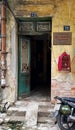 Entrance door to house in Old Quarter of Hanoi