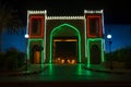 Entrance door to Nizwa souk illuminated at night Royalty Free Stock Photo