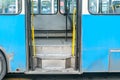 Entrance doors with stairs of old city public transport bus Royalty Free Stock Photo