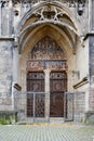 Tympanon and Passionsportal of Ulm Minster, Ulm Cathedral. Ulmer Muenster, Baden-Wuerttemberg, Germany Royalty Free Stock Photo