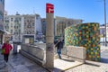 entrance and exit via stairs to the underground interior of the metro station of Arroios on avenue almirante reis in Lisbon