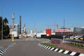 Entrance of the ExxonMobile plant with Tanks and pipes in the chemical industries in the Botlek Harbor in Rotterdam in the Netherl