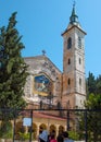 Entrance and facade of the Church of the Visitation in Ein Kerem near Jerusalem Royalty Free Stock Photo