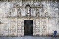 Entrance facade in landmark cathedral of santiago de compostela