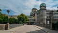 Entrance facade to the German Museum, Deutsches Museum, in Munich, Germany, the world`s largest museum of science and Royalty Free Stock Photo