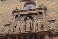 Relief on the entrance of the Catholic Church Nuestra SeÃÂ±ora del Carmen de Jaca, Spain. Royalty Free Stock Photo