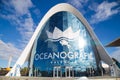 Valencia, Spain, January, 01, 2018: Entrance of the Famous Oceanographic Building Complex, Biggest Ocean Theme Park in