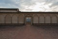 Entrance of Florence Charterhouse church, Certosa di Galluzzo di Firenze. View from inner courtyard. Italy.