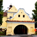 Entrance in the fortified saxon medieval church Harman, Transylvania, Romania Royalty Free Stock Photo