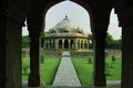 Entrance frame angle shot of a tomb in Lodhi garden in New Delhi