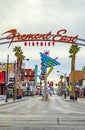 Entrance of fremont east with lots of old historic neon signs at the original old part in Las Vegas