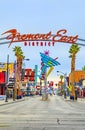 Entrance of fremont east with lots of old historic neon signs at the original old part in Las Vegas