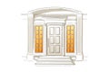 Entrance Front Door. House exterior. Classic home. Hand drawn vector line sketch illustration. Royalty Free Stock Photo