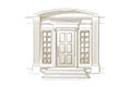 Entrance Front Door. House exterior. Classic home. Hand drawn vector line sketch illustration. Royalty Free Stock Photo