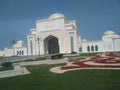 The Entrance and the Garden around Qasr al Watan Presidential Palace in Abu Dhabi Royalty Free Stock Photo