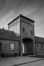 The entrance gate of Auschwitz II Birkenau Nazist extermination camp Royalty Free Stock Photo