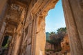 The entrance gate of Celsus Library in Ephesus Ancient City. Selcuk, Izmir, Turkey. UNESCO World Heritage Site Royalty Free Stock Photo